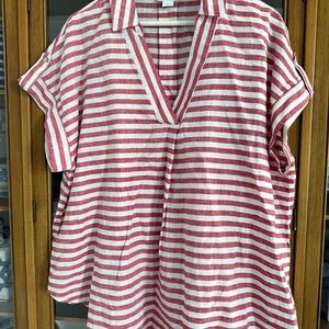 Liz Claiborne Red and White Striped Blouse